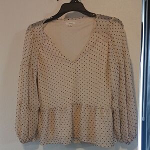 Maurices Cream Peplum Puff Sleeve Blouse